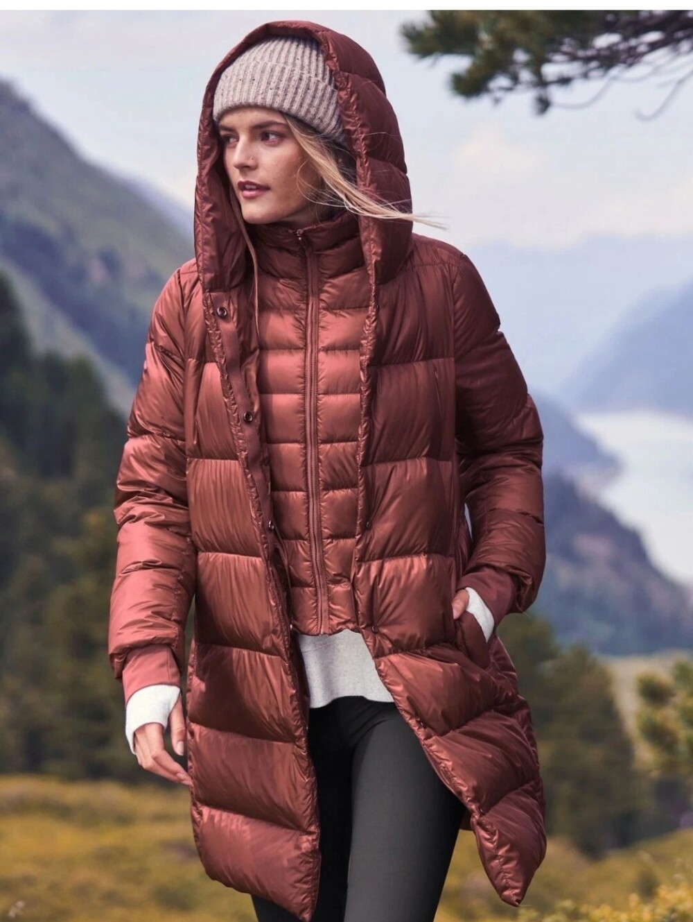 ATHLETA Hooded Goose Down Puffer Coat